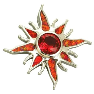 (SP 28) BEAUTIFUL RED OPAL STARBURST PENDANT - Picture 1 of 9