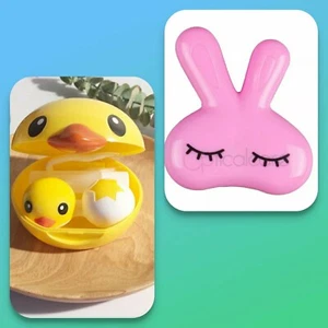 2 pcs Contact Lenses Lens Case Mirror Inserter Tweezer Rabbit duck Animal - Picture 1 of 9