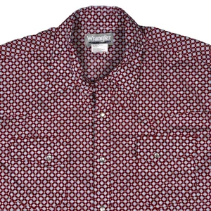 Wrangler Mens Western Shirt Short Sleeve Pearl Snap LargeDiamond Pattern - Picture 1 of 7