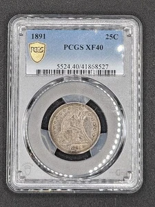 1891 Seated Liberty Quarter | PCGS XF40 - Picture 1 of 4