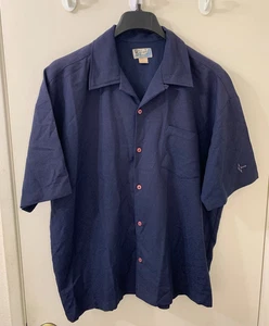 BC Ethic Lounge Shirt Men XL Navy Blue Bowling Lounge Rockabilly Retro Club - Picture 1 of 8