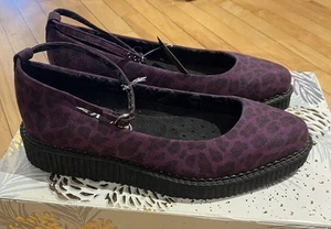 T.U.K. Scarpe da donna US 11 viola leopardato tessuto ballerino creeper plateau - Foto 1 di 5