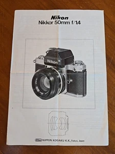 1975 Nikon NIKKOR 50mm F1.4 F2s Era Instruction Manual Nippon Kogaku Book F2 - Picture 1 of 6