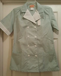 Red Kap Smock, Sz. XS, Green/white pin stripe w/ white trim collar and sleeves - Picture 1 of 2
