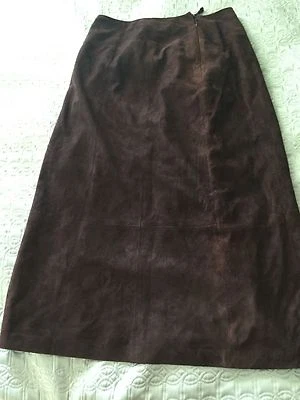 Falda para mujer Talbots Petite talla 8 larga marrón gamuza cuero falda forrada Foto 1 de 4