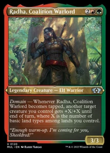MTG RADHA, COALITION WARLORD 120 FOIL EXC ETCHED SIGNORA GUERRA MUL EN - Imagen 1 de 1