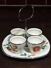 Vintage 1950s? Midwinter 4x Floral Roses Eggcups And Stand *SUPPORTS NURSING