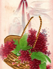 1910 Embossed Postcard Birthday Doves Basket Flowers
