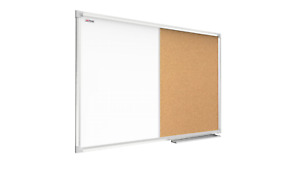 COMBO whiteboard dry erase magnetic and cork notice board aluminium frame 120x90
