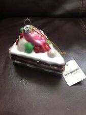Bowring christmas ornament Xmas Cake Slice Glass  W/Tag