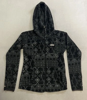 Chaqueta Billabong Mujer Mediana Negra Gris Azteca Geométrica Cremallera Completa Senderismo Con Capucha Foto 1 de 4