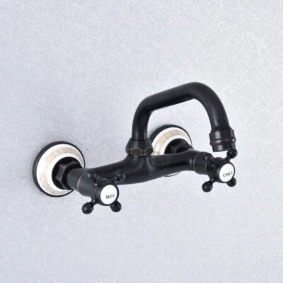 Black Oil Rubbed Brass Wall Mounted Swivel Kitchen Mixer Tap Bath Faucet 8sf732 - Image 1 of 4