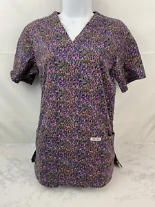 Cherokee Inspired Comfort Short Sleeve Scrub Top Womens XS V Neck Purple P1 - Picture 1 of 7