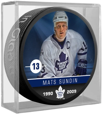 Mats Sundin Toronto Maple Leafs Photo Puck w/Clear Acrylic Display Cube Cover