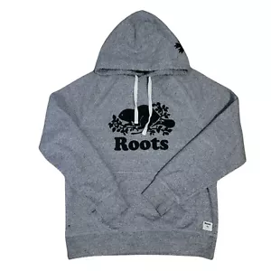 Roots Sweatshirt Mens Medium Gray Salt Pepper Hoodie Original Cooper Beaver - Picture 1 of 10