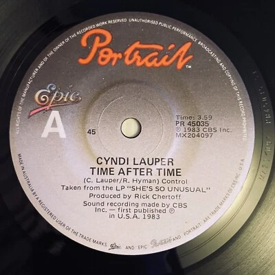 Cyndi Lauper Time After Time Vinyl Record 7” 45 RPM PR 45035 Portrait 1983 - Image 1 of 4