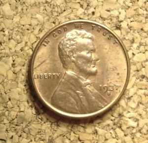 1937 S Lincoln Wheat Cent Penny LH1117 OLD "TUCK" AU/UNC - Foto 1 di 2