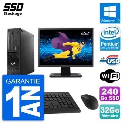 PC Fujitsu E510 Dt Pantalla 22" Pentium G2020 RAM 32Go SSD 240Go Windows 10 Wifi - Imagen 1 de 4