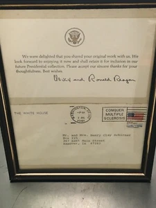 Signed RONALD & NANCY REAGAN Personal Letter 1981 Card President Note Paper - Picture 1 of 4