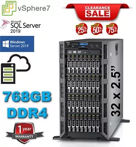 44-Core Dell T630 Tower Server 32x1.2TB SAS - 2X E5-2699V4 H730 RAID 768GB DDR4 - Picture 1 of 8