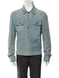Tom Ford Grey Suede Leather Fringe Fringed Jacket Coat Medium Western Runway - Picture 1 of 4