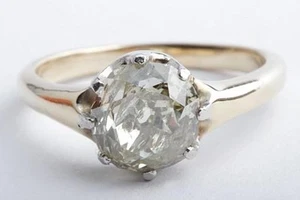 Diamantring antik Altschliff 2,66ct 750 18Kt Gelbgold 56 17,8mm - - Bild 1 von 9