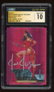 2024 Marvel Masterpieces 92 Platinum Elektra Red /492 Joe Jusko Signed CGC 10 - Picture 1 of 2