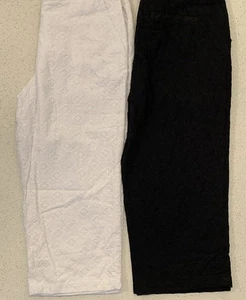 Liz Claiborne New York 2 Taglia 10 Tessuto Ricamato Capris 1 Nero, 1 Bianco - Foto 1 di 15