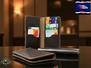 Cartera Hecha a Mano Media Larga Loca Cuero Genuino Cartera para Hombres Envío Gratis - Imagen 1 de 20