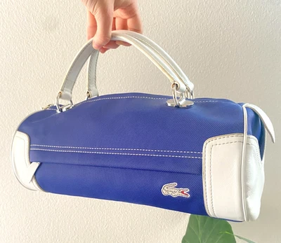 Rare Lacoste Pavillon Barrel Bag – Navy & White PVC – Y2K Tennis Streetwear - Image 1 of 4