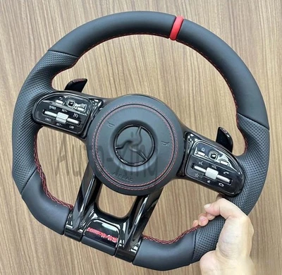 AMG Sport Leather Steering Wheel For Mercedes-Benz W205 G63 G550 GLC Old to New Foto 1 de 4