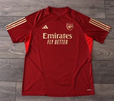 CAMISETA DE FUTBOL DE ENTRENAMIENTO ARSENAL LONDRES 2023/2024 ROJA Y DORADA TALLA HOMBRE XL ADULTO Foto 1 de 4