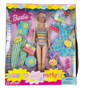Mattel Party Party Party Party 2001 Barbie Walmart edición especial con trajes zapatos NUEVO - Imagen 1 de 8