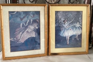 Vintage Degas Ballerinas Set of Two Framed Art Prints 8.5x10.5 - Picture 1 of 5