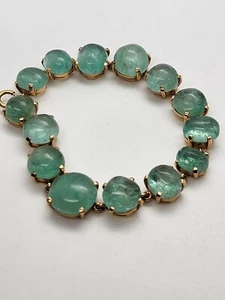 14kt Gold Natural Condition Untreated Emeralds Bracelet Size 7 Inches - Picture 1 of 16