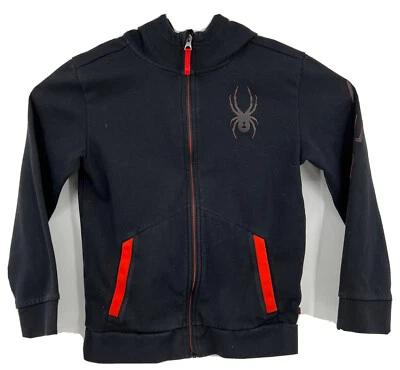Spyder Youth Boys Big Double Knit Full Zip Hooded Logo Jacket Sz L 14/16 - Image 1 of 4