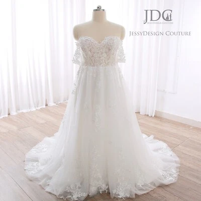 Lujoso Vestido de Novia Vestido de Novia Hecho a Medida 2-28w Talla Grande Marfil Corsé Foto 1 de 4