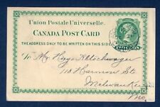 CANADA #P4 1895 QV POSTAL CARD TO USA
