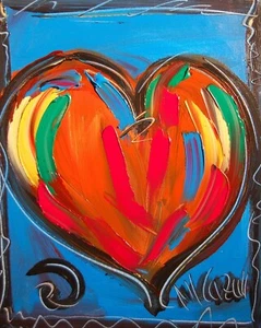 RED HEART Original Oil Painting Stretched Canvas Impressionist Art MFCGC7 - Picture 1 of 2