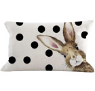 Pillow Cover 12x20 inch Bunny Head Polka Dots Throw Pillow Spring Decoration NEW