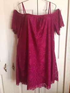 No Comment 2X Or 3X Wine Lace Dress Elastic Off Shoulder With Straps Lined Nwt - Picture 1 of 1