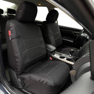 Fundas de asiento de auto delanteras duraderas de lona y malla negras para Carnival 2016-2025 - Imagen 1 de 5