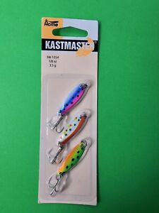 3 acme kastmaster jigs lures spoons jigging spoon 1/8oz trout firetiger (h5)
