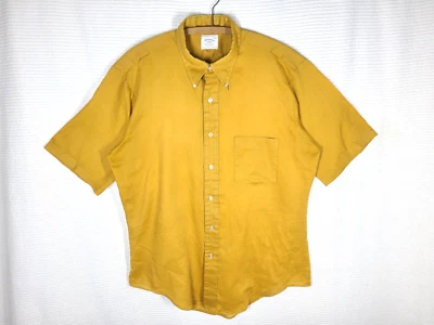 Vtg 60s Mustard Shirt Manhattan DQ Button Up Short Sleeve Worn Thin Sheer 16 Foto 1 de 4