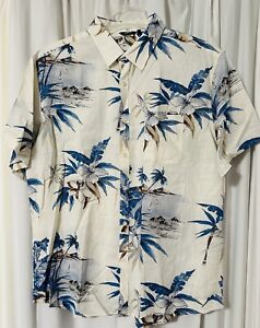 Mens Bohio Button Up Shirt XL New Without Tag Tropical Hawaiian Palms Boats Huts