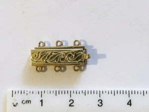 Bonito hebilla de tres filas en oro auténtico 14 quilates para collar o pulsera - Imagen 1 de 3