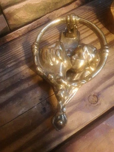 KISSING 5"X 3"X1" Angel Brass Cherub Door Knocker 1920-1930'S Heavy - Picture 1 of 7