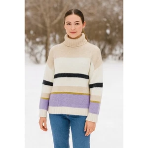 Anthropologie ALDOMARTINS Striped Turtleneck Sweater Aldo Martins Wool Small - Picture 1 of 12