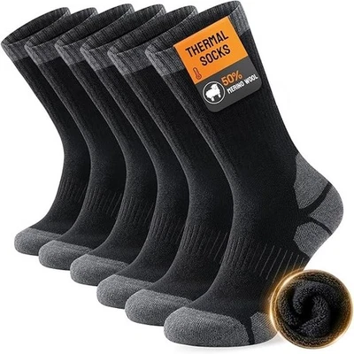 Calcetines térmicos de lana merino para hombre y mujer - Calcetines cálidos y gruesos acolchados Foto 1 de 4