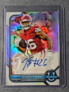 Kennedy Brooks 2022 Bowman University Refractor 1st Bowman Oklahoma Auto - Picture 1 of 2